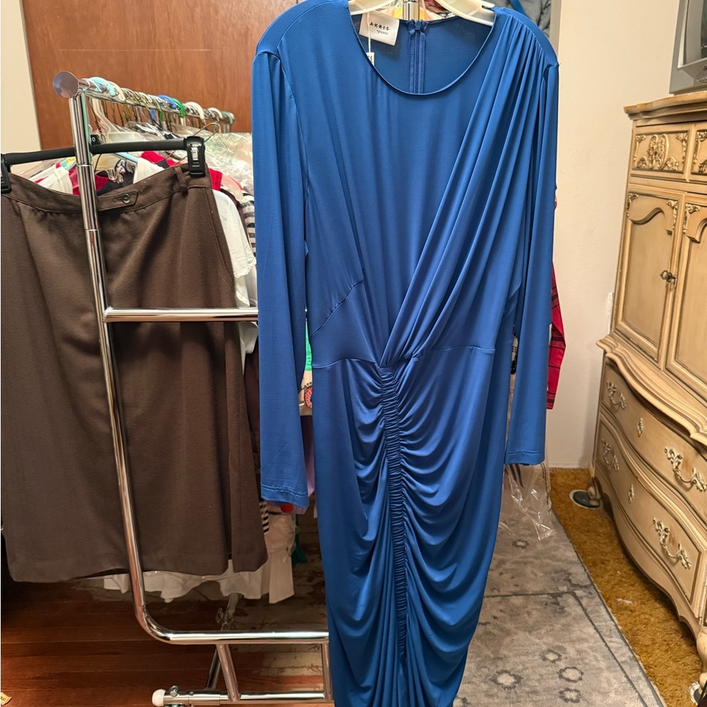 Akris Punto Royal Blue Long Sleeve Dress